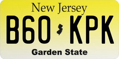 NJ license plate B60KPK