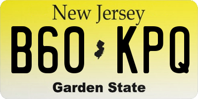 NJ license plate B60KPQ