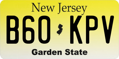 NJ license plate B60KPV