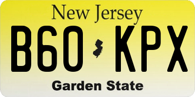 NJ license plate B60KPX
