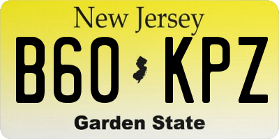 NJ license plate B60KPZ