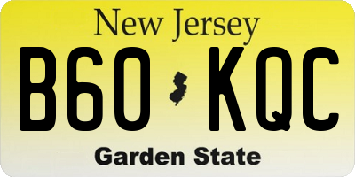 NJ license plate B60KQC