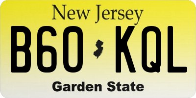 NJ license plate B60KQL