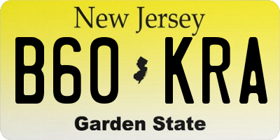 NJ license plate B60KRA