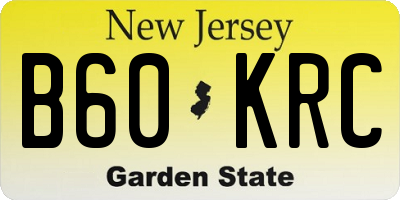 NJ license plate B60KRC