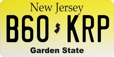 NJ license plate B60KRP