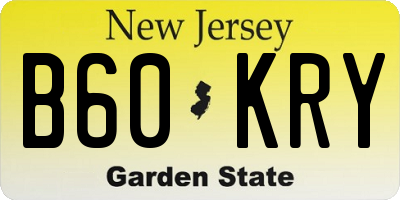 NJ license plate B60KRY