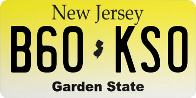 NJ license plate B60KSO