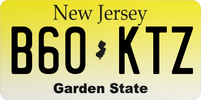 NJ license plate B60KTZ