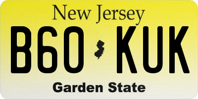 NJ license plate B60KUK