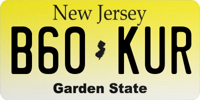 NJ license plate B60KUR