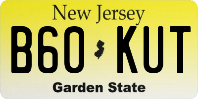 NJ license plate B60KUT