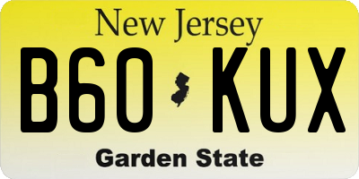 NJ license plate B60KUX