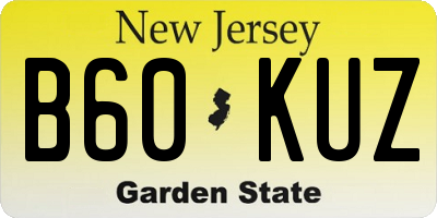 NJ license plate B60KUZ
