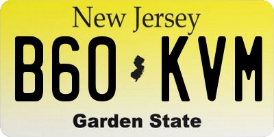 NJ license plate B60KVM