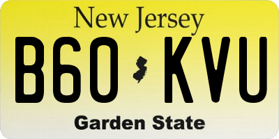 NJ license plate B60KVU