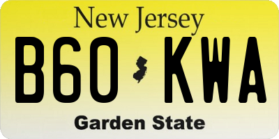 NJ license plate B60KWA