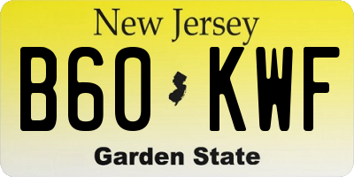 NJ license plate B60KWF