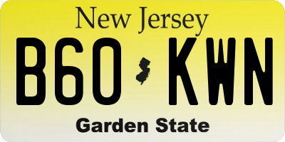 NJ license plate B60KWN