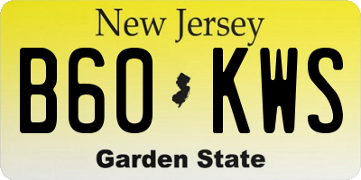 NJ license plate B60KWS