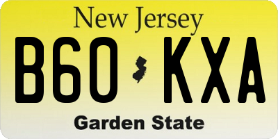 NJ license plate B60KXA