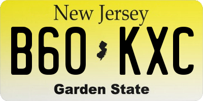NJ license plate B60KXC