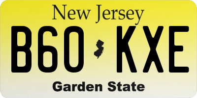 NJ license plate B60KXE