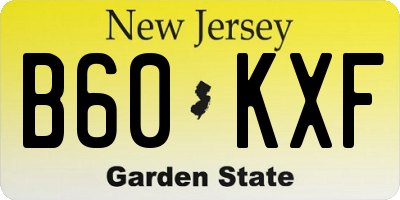 NJ license plate B60KXF