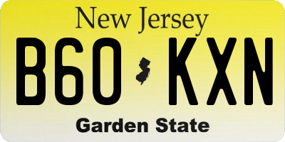 NJ license plate B60KXN