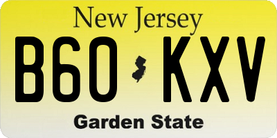 NJ license plate B60KXV