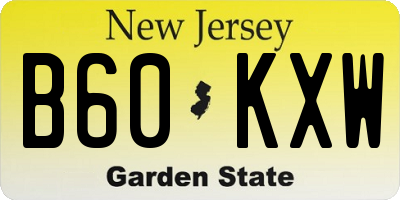 NJ license plate B60KXW