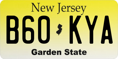 NJ license plate B60KYA
