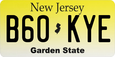NJ license plate B60KYE