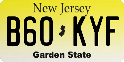 NJ license plate B60KYF