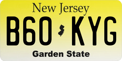 NJ license plate B60KYG