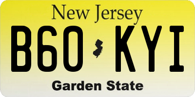 NJ license plate B60KYI