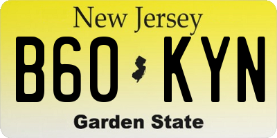 NJ license plate B60KYN