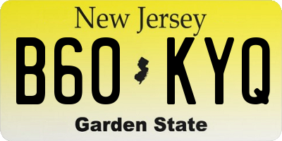 NJ license plate B60KYQ