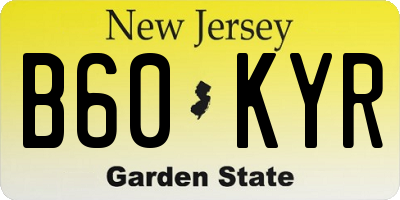 NJ license plate B60KYR