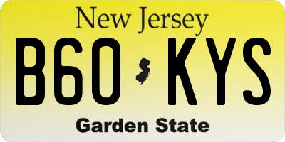 NJ license plate B60KYS