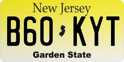 NJ license plate B60KYT