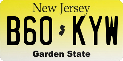 NJ license plate B60KYW