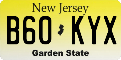 NJ license plate B60KYX