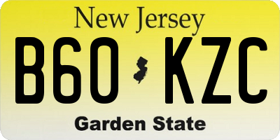 NJ license plate B60KZC