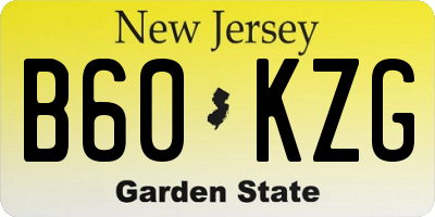 NJ license plate B60KZG