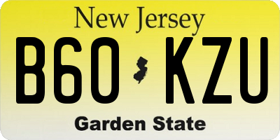NJ license plate B60KZU