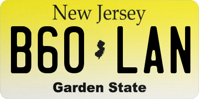 NJ license plate B60LAN