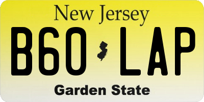 NJ license plate B60LAP