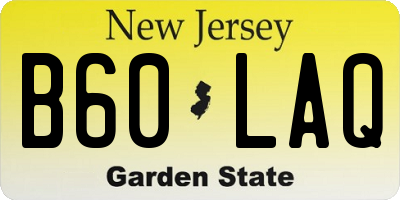 NJ license plate B60LAQ