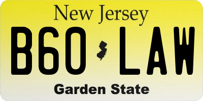 NJ license plate B60LAW